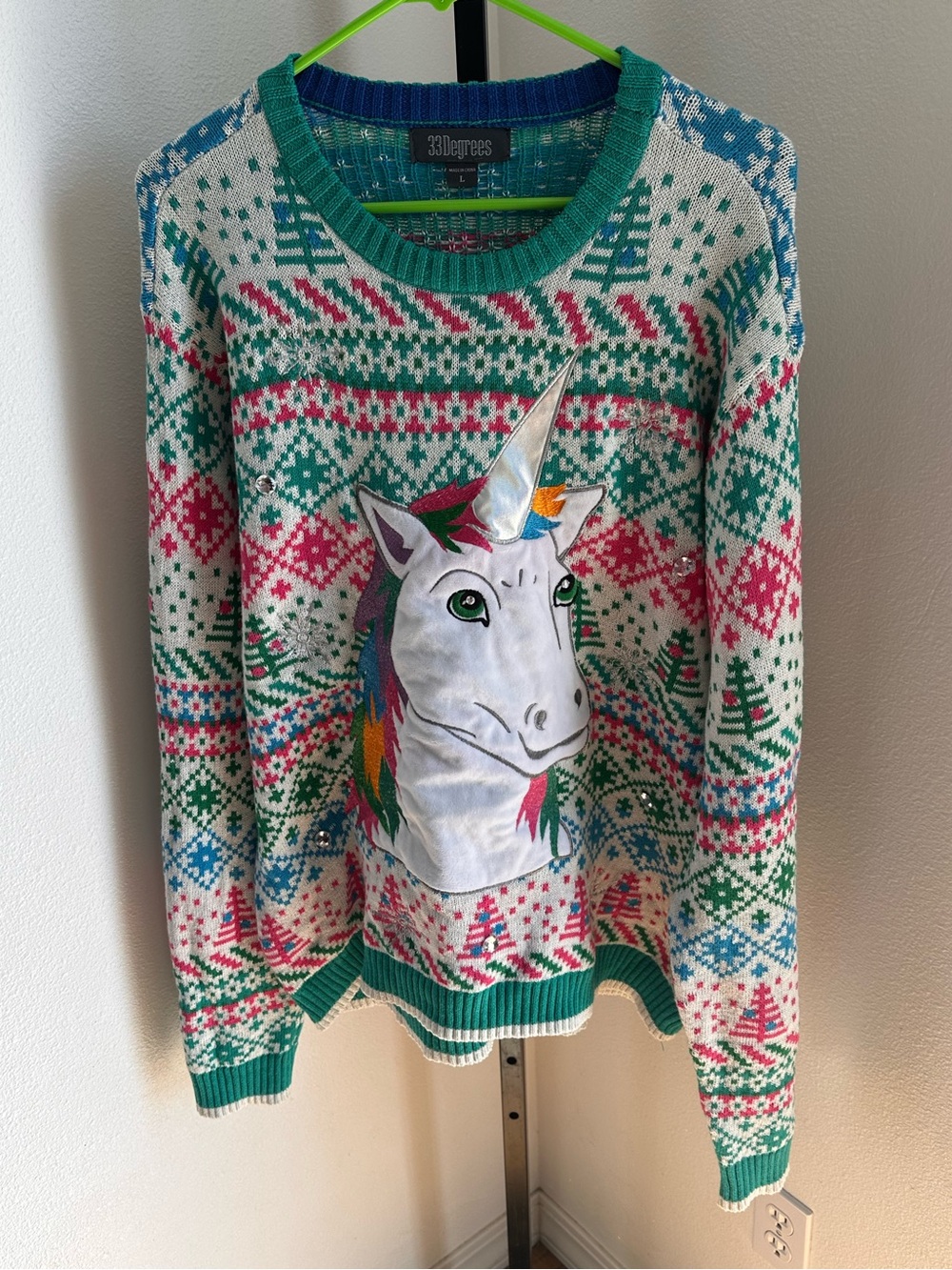 32degrees large cotton unicorn ugly Christmas sweater